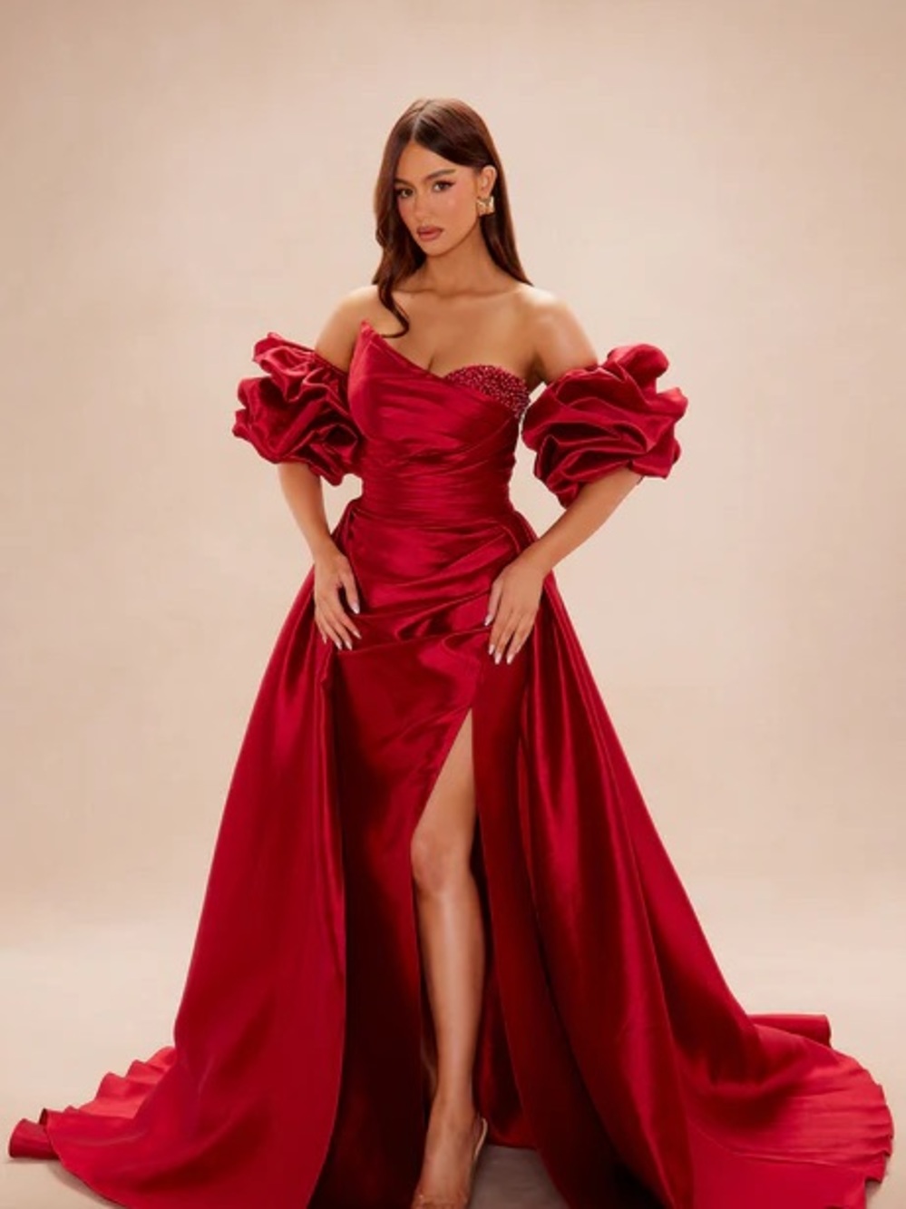 Fashion Nova Lovers Lane Taffeta Gown - Red